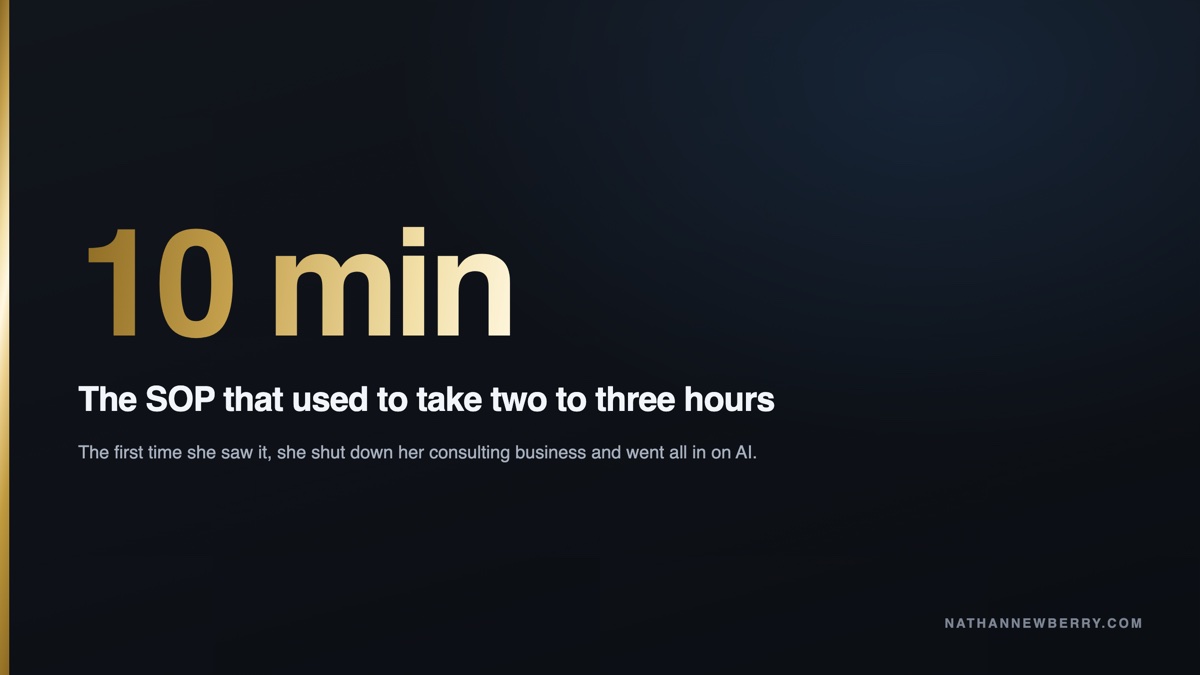 The SOP that took two to three hours took ten minutes