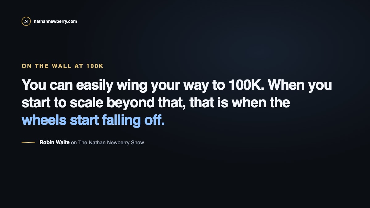 Robin Waite quote: you can wing your way to 100K, then the wheels start falling off
